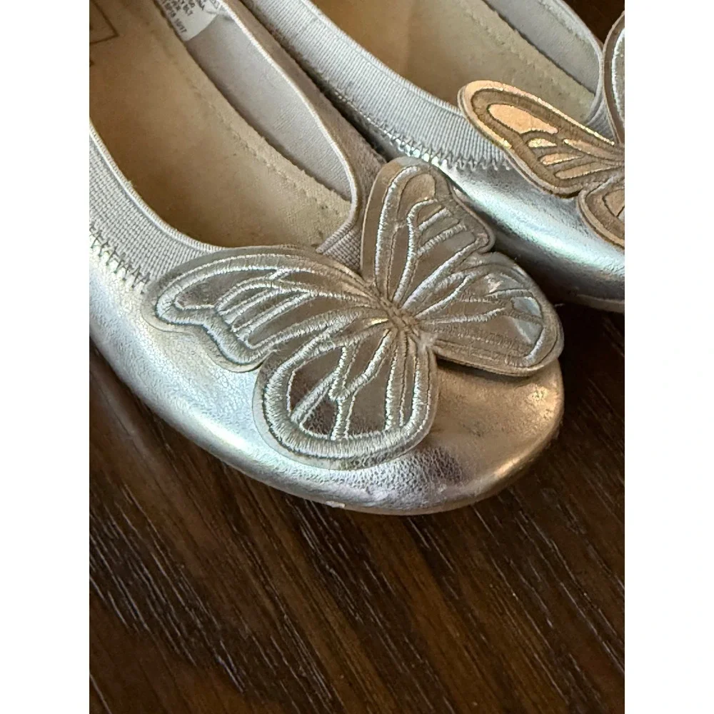 Gap Kids Ballet Flats Kids Size 13 Silver Butterfly Metallic Dress Shoes